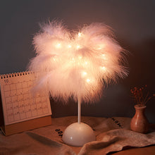 Load image into Gallery viewer, Feather Lamp Nordic Desk Lamp European-Style Bedroom Bedside Feather Table Lamp Night Light Table Lamp Decoration Modern