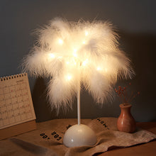 Load image into Gallery viewer, Feather Lamp Nordic Desk Lamp European-Style Bedroom Bedside Feather Table Lamp Night Light Table Lamp Decoration Modern