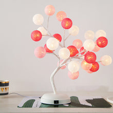 Load image into Gallery viewer, Creative Cotton Ball Tree Lamp Battery USB Table Lamp Rattan Ball Lamp