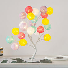 Load image into Gallery viewer, Creative Cotton Ball Tree Lamp Battery USB Table Lamp Rattan Ball Lamp