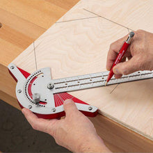 Load image into Gallery viewer, Woodworkers Edge Ruler Protractor Angle Protractor Two Arm Woodworking Ruler Measure Instruments Carpentry Tools