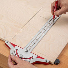 Load image into Gallery viewer, Woodworkers Edge Ruler Protractor Angle Protractor Two Arm Woodworking Ruler Measure Instruments Carpentry Tools
