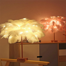 Load image into Gallery viewer, Feather Lamp Nordic Desk Lamp European-Style Bedroom Bedside Feather Table Lamp Night Light Table Lamp Decoration Modern