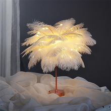 Load image into Gallery viewer, Feather Lamp Nordic Desk Lamp European-Style Bedroom Bedside Feather Table Lamp Night Light Table Lamp Decoration Modern
