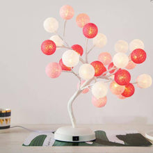 Load image into Gallery viewer, Creative Cotton Ball Tree Lamp Battery USB Table Lamp Rattan Ball Lamp