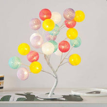 Load image into Gallery viewer, Creative Cotton Ball Tree Lamp Battery USB Table Lamp Rattan Ball Lamp