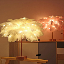 Load image into Gallery viewer, Feather Lamp Nordic Desk Lamp European-Style Bedroom Bedside Feather Table Lamp Night Light Table Lamp Decoration Modern
