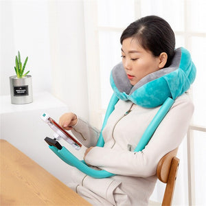 Best Selling 2020 Products Luxurious 2 In1 Lazy Memory Foam U Shaped Pillow Neck Head Sleep Cushion Phone Holder Аксессуары