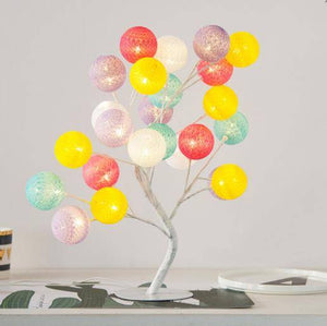 Creative Cotton Ball Tree Lamp Battery USB Table Lamp Rattan Ball Lamp