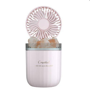 Portable Crystal Aromatheraphy Humidifier USB Wireless Aroma Essential Oil Diffuser With Adjustable Fan Warm Light Air Cooler